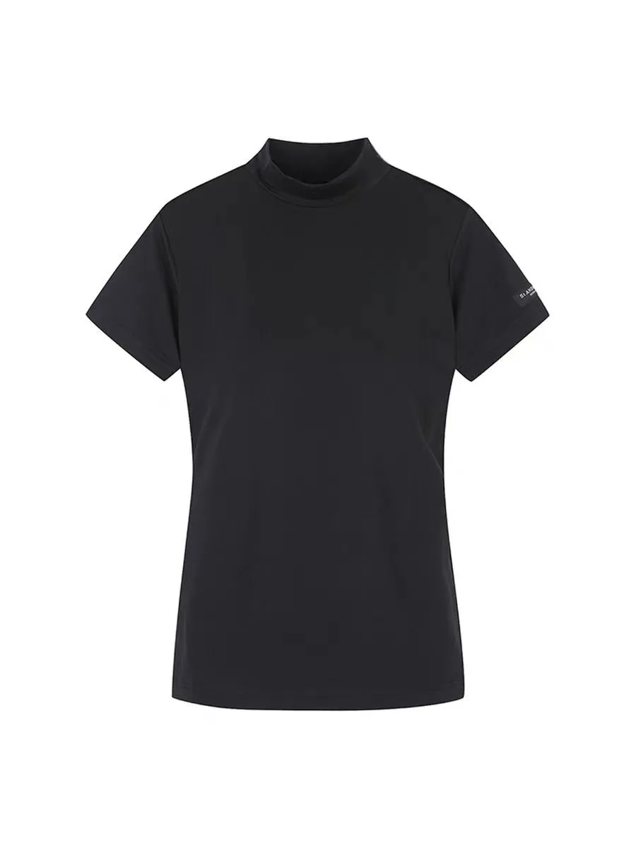 

2024 St Golf Clothing Women's Flash Line Logo Cap Sleeve T-shirt Half-turtleneck Short Sleeve Slim Fit