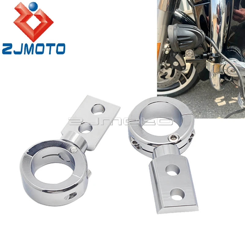 Chrome 7/8" 11/4" 1" Fog Light Mount Brackets Spotlight Holder 22mm