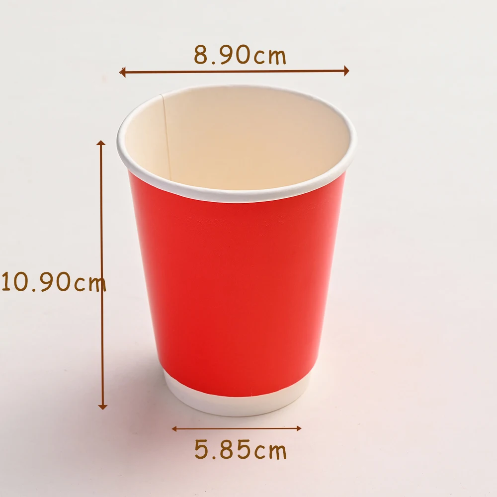 일회용 튼튼한 누출 방지 테이크 아웃 컵, 흰색 뚜껑이 있는 이중 벽 종이 컵, 뜨거운 12OZ 커피 컵 뚜껑 세트