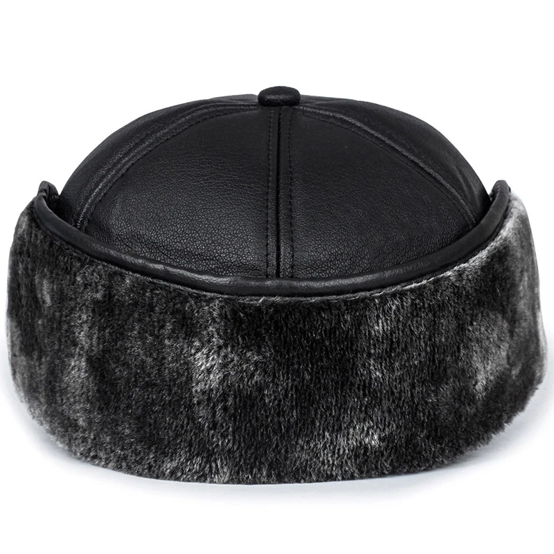 Winter Men's Hat Imitation Leather Baseball Cap Fashion Ear Protection Cap Winter Outdoor Warm Hat Elderly Hat
