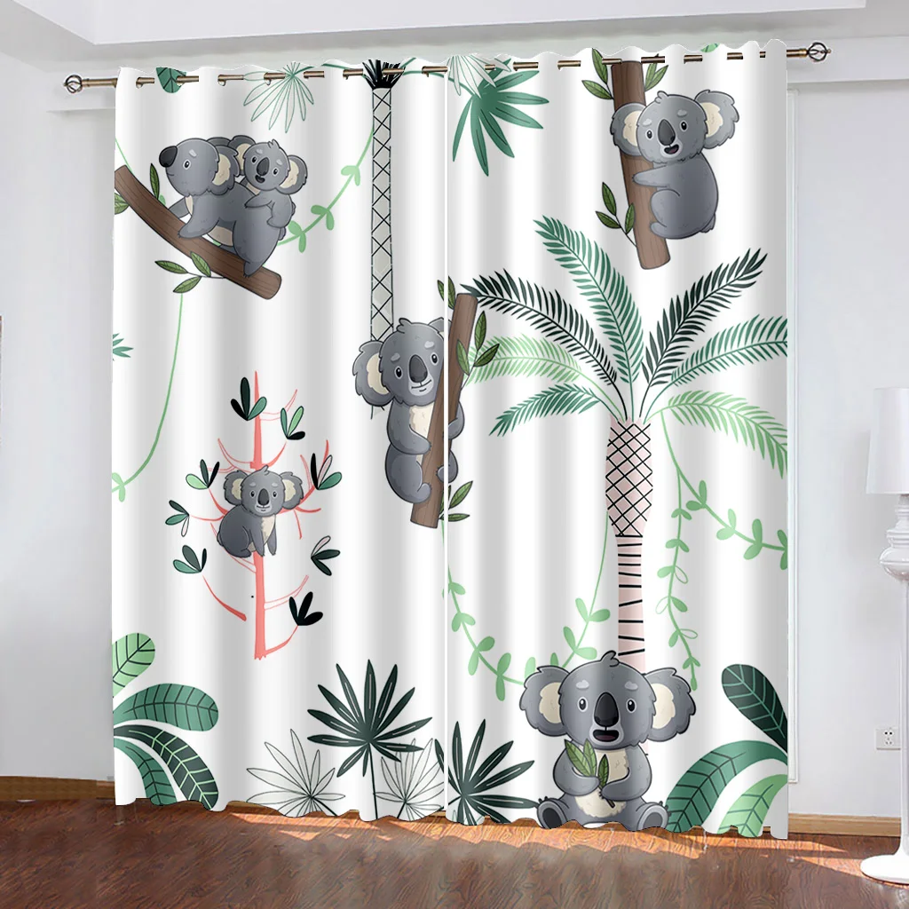 

Lovely Koala Animal Series Shading Curtains 2 Pieces of Living Room Bedroom Home Decoration Hook Piercing