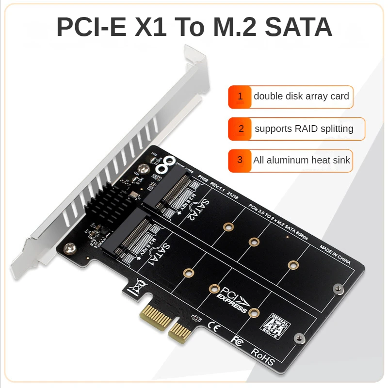 Scheda Adattatore Da Sata A Pcie M.2 Scheda Array A Doppio Disco Raid Con Espansione Divisa Pcie X1 A Ngff M2 Sata Scheda Estesa Ph58