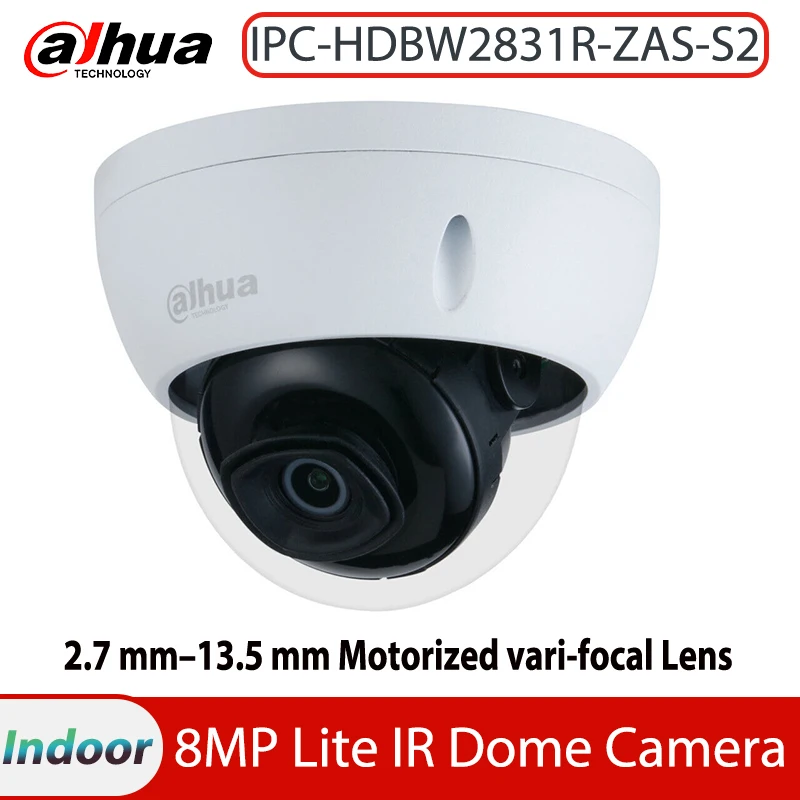 

Dahua IPC-HDBW2831R-ZAS-S2 8MP 2.7mm–13.5mm Motorized Zoom Lens Built-in SD Card Slot Audio Alarm IR 60M PoE Dome IP Camera IP67