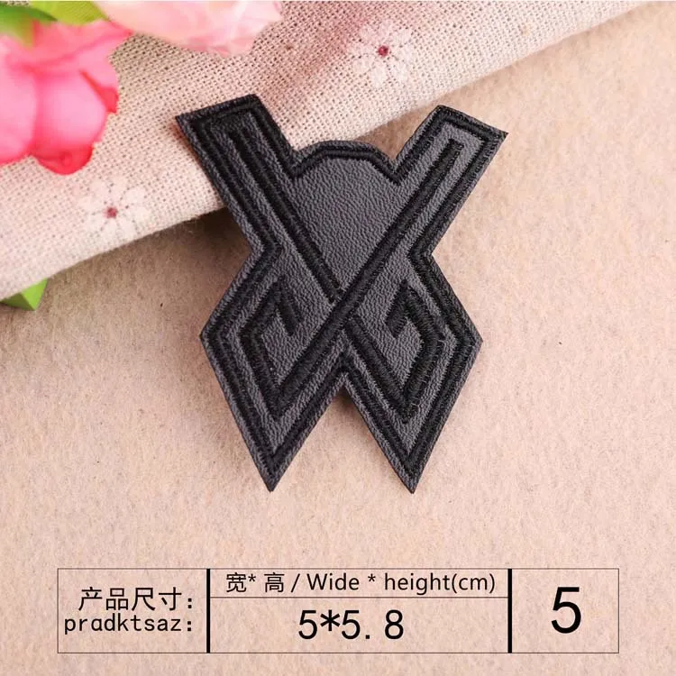 20pcs Black Leather Yeah Star Number Embroidered Patches for