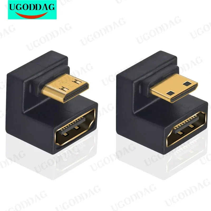 HDMI-compatible Female to Mini-HD Male U Shaped Adapter 180 Degree 8K@60Hz UP/Down Angle For Portable Monitor Notebook Camera