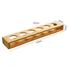 6 Holes Wooden Glass Holder Display Rack Bar Wine Drinks Cup Storage bamboo Carrier Flight Tasting Serving Tray Kitchen Tools 6