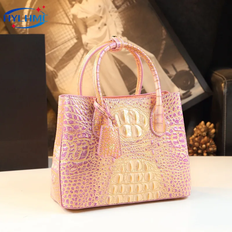 

Pink Leather Women's Handbags 2023 New Crocodile Pattern Tote Bag Portable Shoulder Messenger Bag Ladies Small Portabler Bags