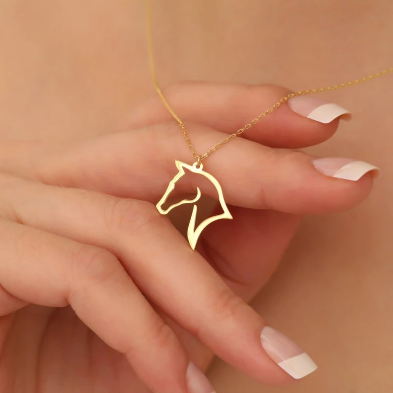 Stainless Steel Horse Necklace Pendant For Woman Unisex Jewelry