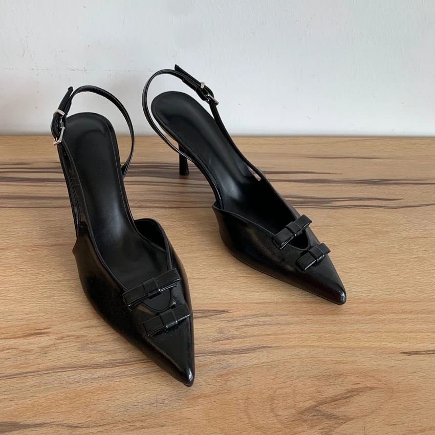 Butterfly-Knot Ladies High Heeled Sandals Elegant Pointed Toe Modern Wedding Slingbacks Footwear Summer Office Shoes for Women