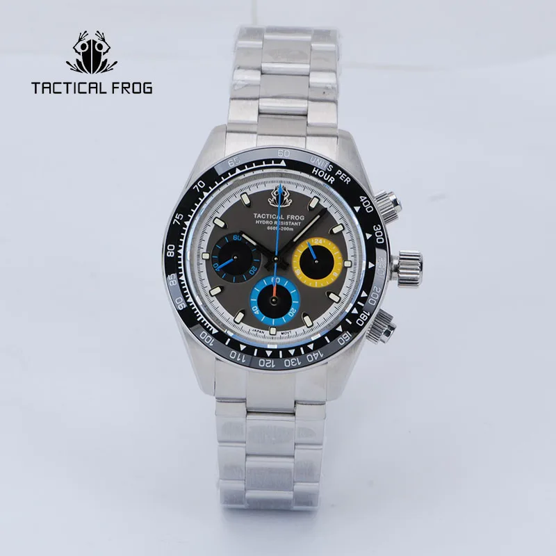 Tactical Frog 41mm Watch For Men Panda Chronograph VS75A Solar