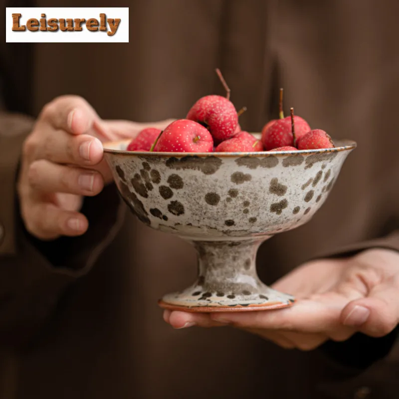 Zhiye Roasting High-legged Fruit Dishes Japanese Pastry Plate Fruit Snack Plate Serving Tray Drinkware Accessories Ornaments