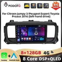 PodoNuremberg-Autoradio Android, navigation GPS, Carplay, 8 cœurs, DSP, Wi-Fi, 4G, 9 ", pour voiture Cristaux en Jumpy 3, KIT Rods, Toyota Proace 2016 1