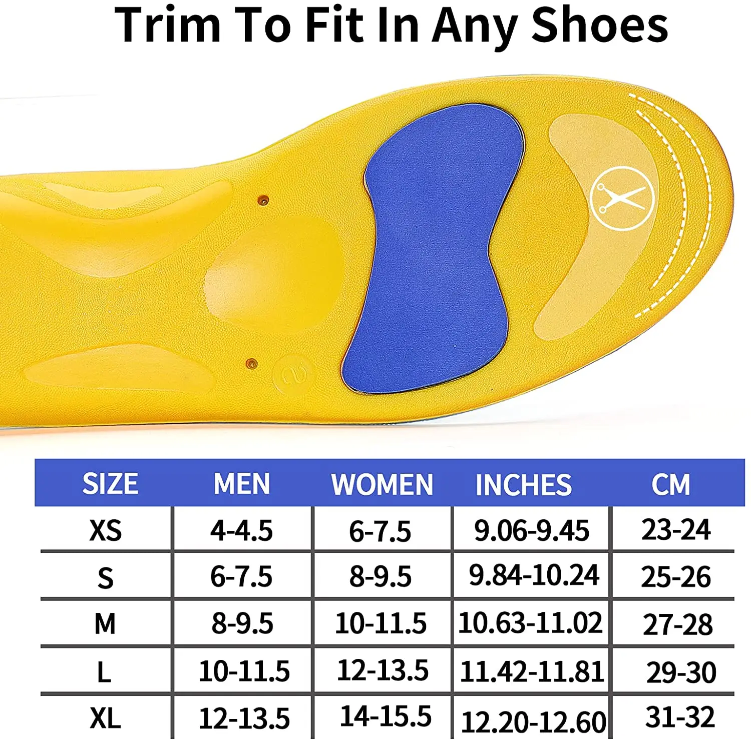 Walkomfy Pain Relief Orthotics Plantar Fasciitis High Arch Support Insoles Orthotic Shoe Inserts for Flat Feet,Metatarsalgia