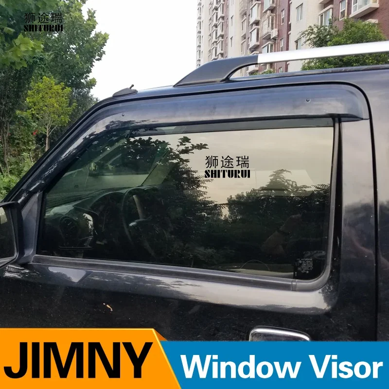 

SHITURUI оконный козырек вентиляционная Защита от солнца и дождя для Suzuki JIMNY 1998-2018 Черная Нержавеющая Сталь