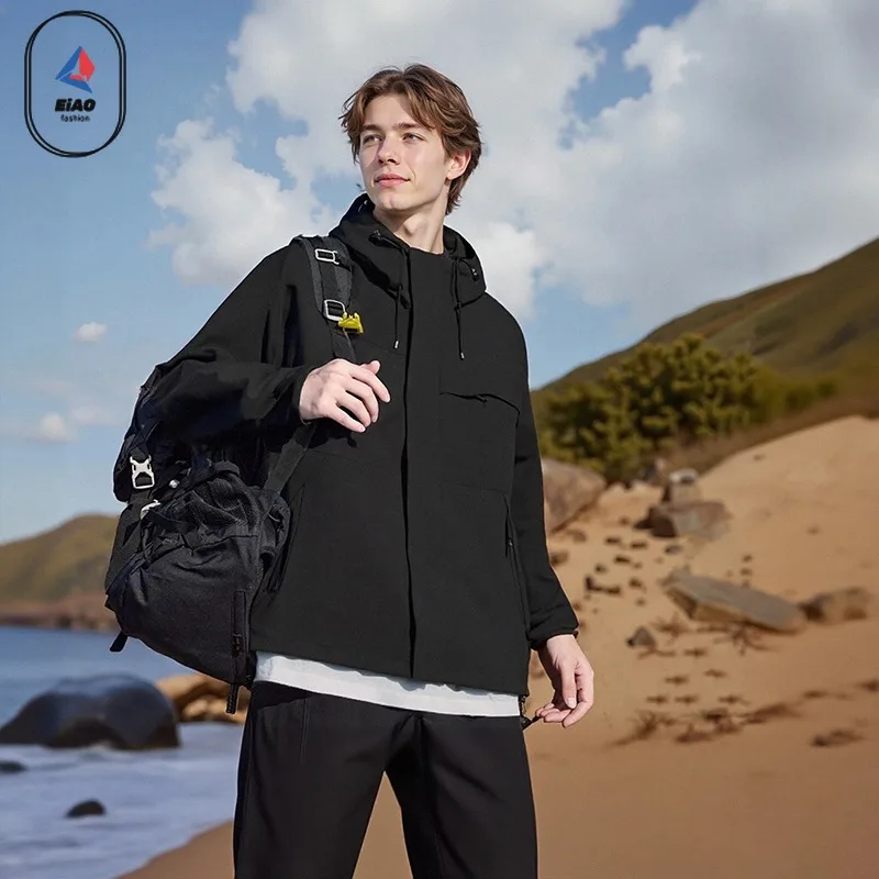 2025 New Autumn Winter Couple Windbreaker Detachable Lined Waterproof Windproof Hiking Jacket Outdoor Thermal Coat Warm Tech