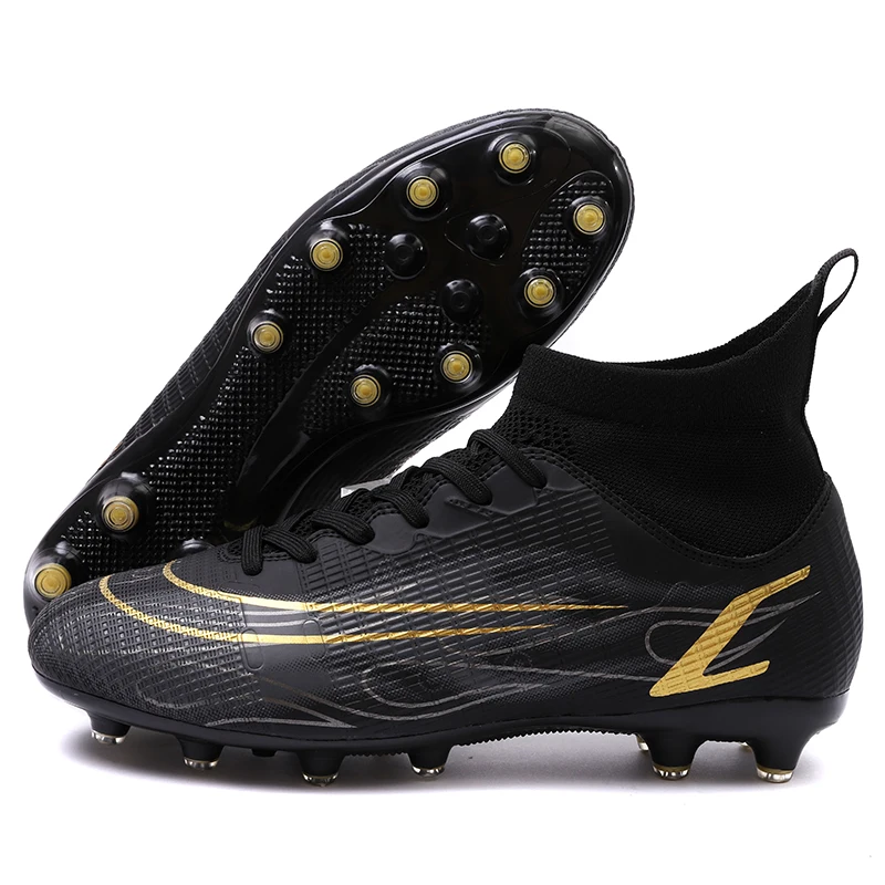 Shoe For Sport Football Professional Adult AG/TF Non-slip Long Nail  Boys Black Soccer Shoes Football Sneaker For Futsal In Boot