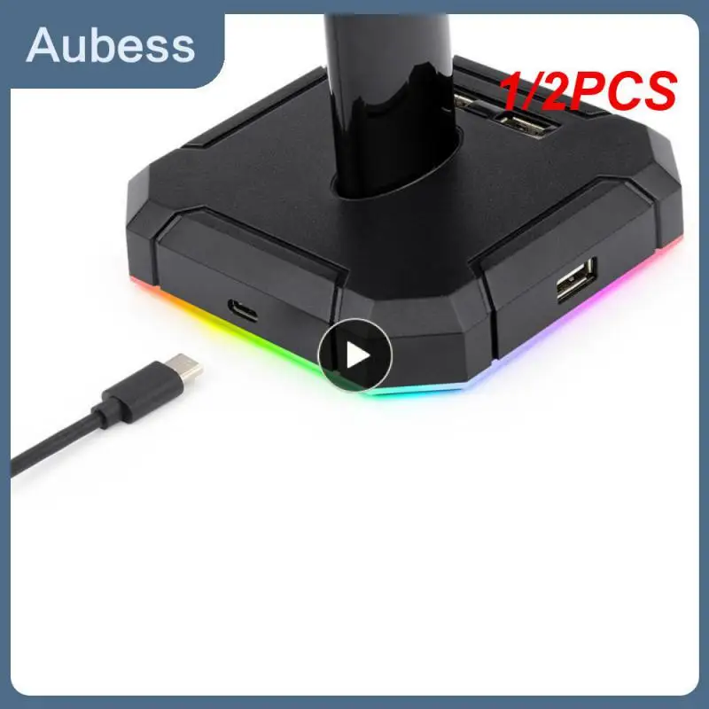 

1/2PCS SCEPTER HA300 RGB Headphones Stand with 4 USB 2.0 HUB Ports,Headphone Holder for Gamers Gaming computer PC Desk