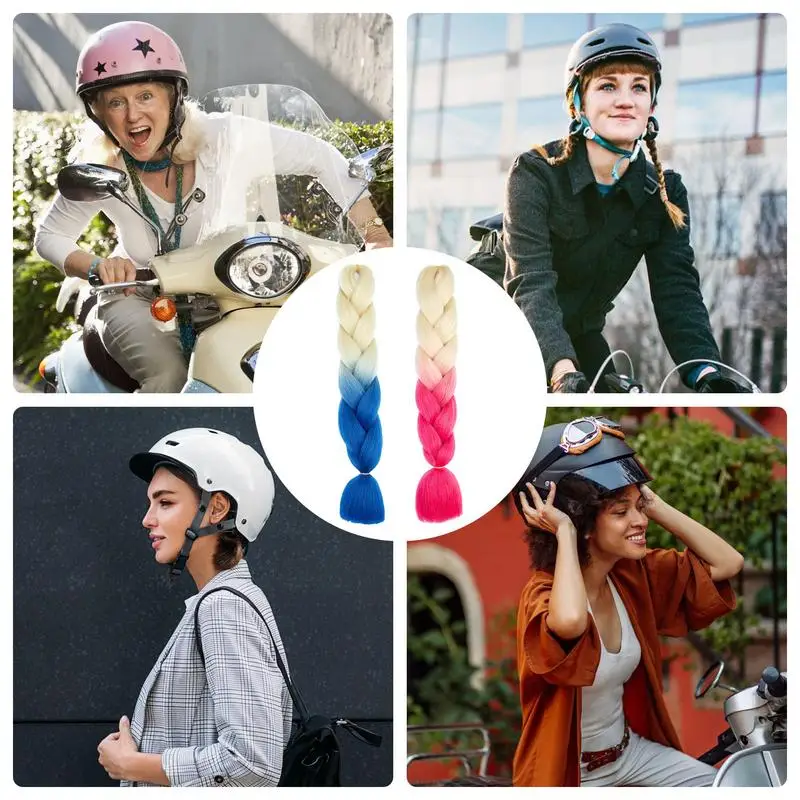 1 Pair Punk Style Motorcycle Helmet Dreadlocks Women Helmet Dreadlocks Ponytail Braid Motocross Bicycle Helmets Punk Hair Decor