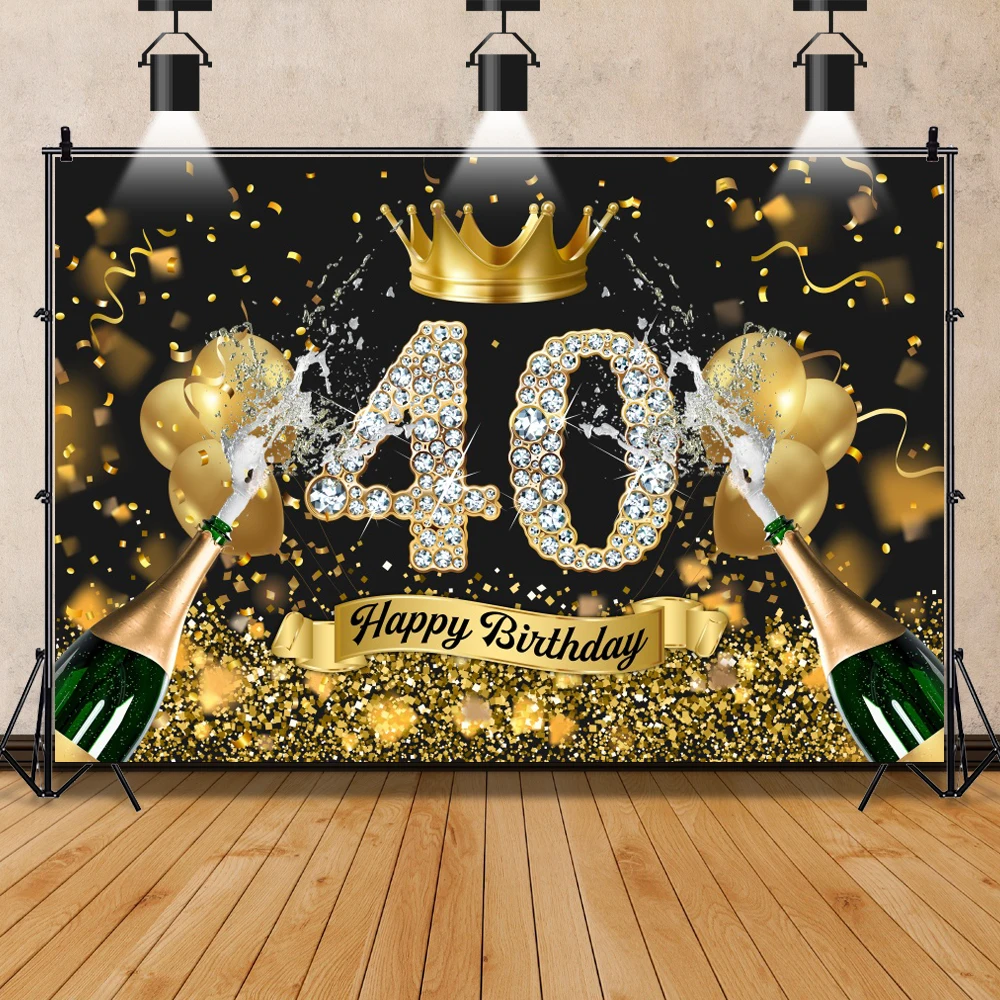 Blue Pink Curtain Crown 20 30 40th Adult Birthday Party Poster Baby Shower Portrait Photo Backdrop Photography Background photo backdrop