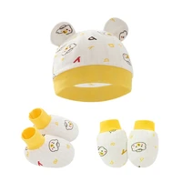 Baby Anti Scratching Cotton Gloves Hat Foot Cover Set Socks Cap Kit Accessory for Newborn Baby Girls Boys Baby Shower Bathing 4