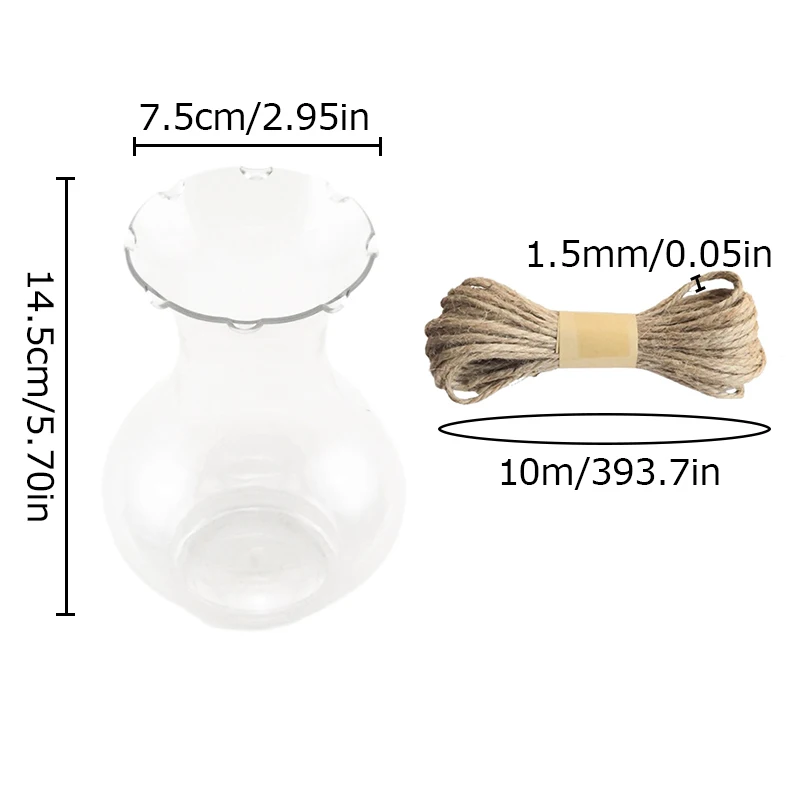 12PCS Transparent Plastic Vases Cute Tiny Flower Bulb Plant Containers Mini Hydroponic Plant Flowerpot Rustic Wedding Home Decor 2