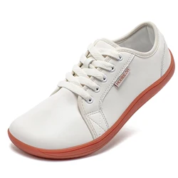 Unisex Minimalist Barefoot Zero Drop Casual Sneakers in Lightweight Artificial Leather - 45 (Beige)