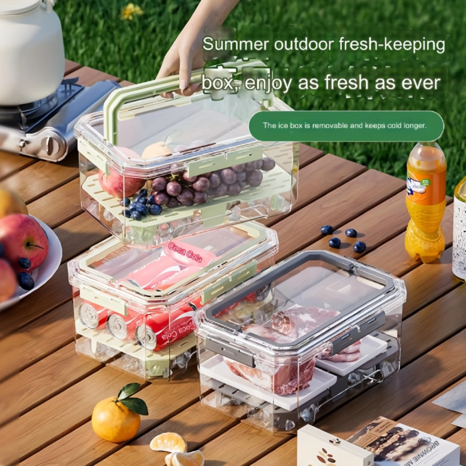 Double-Layer Freshness Box-Food-Safe Plastic For Fruits & Vegetables-Kitchen Organizer With Drain Basket Stylish & Functio