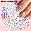30pcs Mixed Water Transfer Nail Decals Flower/Leaves/Butterfly/French Nail Stickers 6.5*6cm Floral Water Nail Tattoo Stickers 1