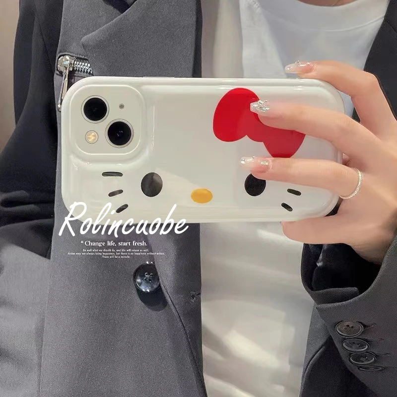 thumbnail image 1 of Original Sanrio Hello Kitty Transparent Case For iPhone 14 13 12 11 Pro Max Mini XS XR 7 8 Plus SE2 Silicone Back Cover Y2k Girl, 1 of 5