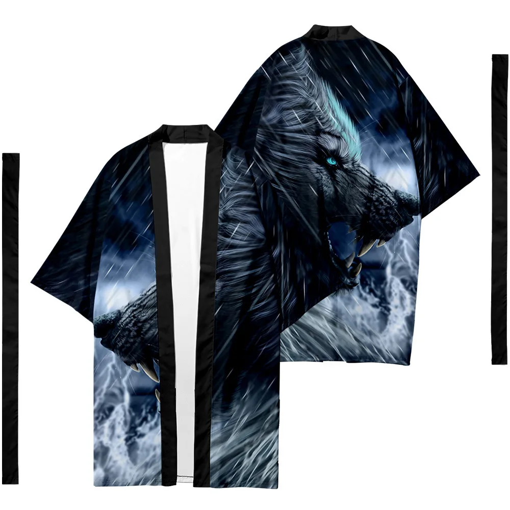 

Men's Japanese traditional ethnic long kimono cardigan women's kimono animal style kimono shirt yukata jacket 2