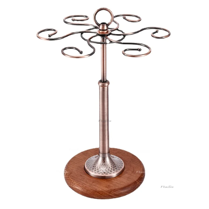 High Quality Art Can Hang 6 Cups Creative Retro Cup Holder Metal Wooden