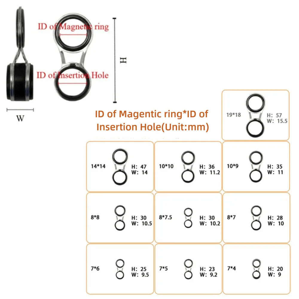 10PCS 스테인레스 스틸 낚싯대 가이드 링 10 사이즈 세라믹 낚싯대 팁 링 경량 낚싯대 팁 수리 키트