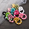 Baby Nursing Bracelets Teether Toys Silicone Beech Ring Beads Teething Wood Rattles Fidget Toys Newborn Accessories BPA Free 1