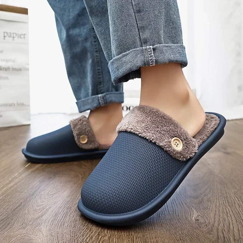 

Winter New Home Cotton Shoes for Men 2023 Fashion New Closed Toe Plush Velvet Flat Slippers for Men Indoor Casual Platform Shoes