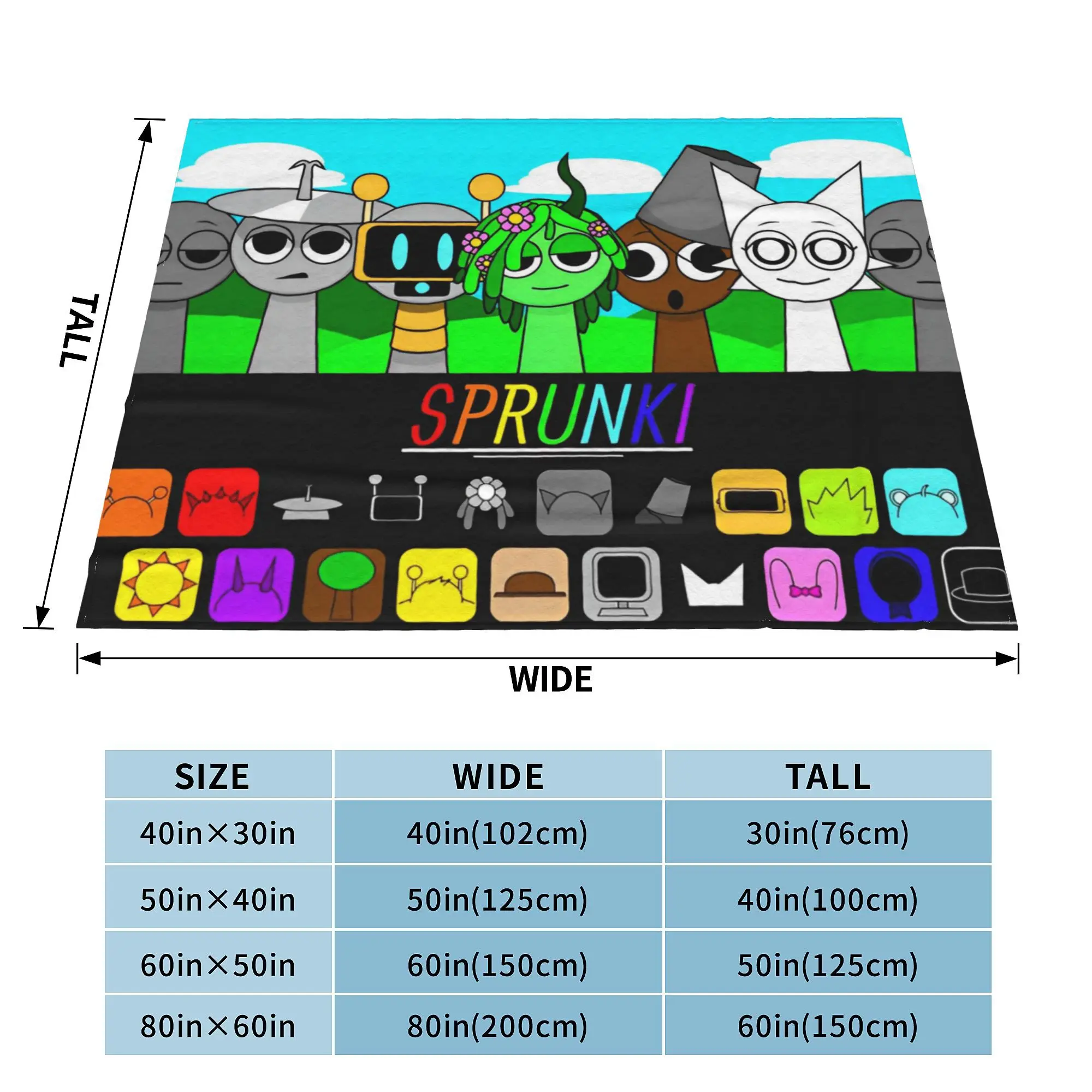 Sprunki Incredibox Wenda Oren Funbot Blankets Beats Game Flannel Throw Blankets - Picture 14 of 21