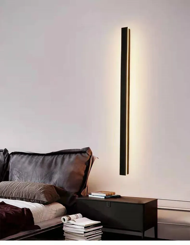 wall sconce lighting LED long wall lamp modern minimalist living room TV background wall strip lamp bedroom bedside lamp aisle line lamp wall mounted lights