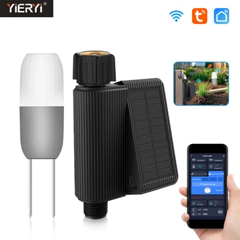 Solar WiFi Tuya Watering Timer Wireless Soil Tester Temp Moisture Sensor Smart Automatic Irrigation Kit for Garden Greenhouse 1