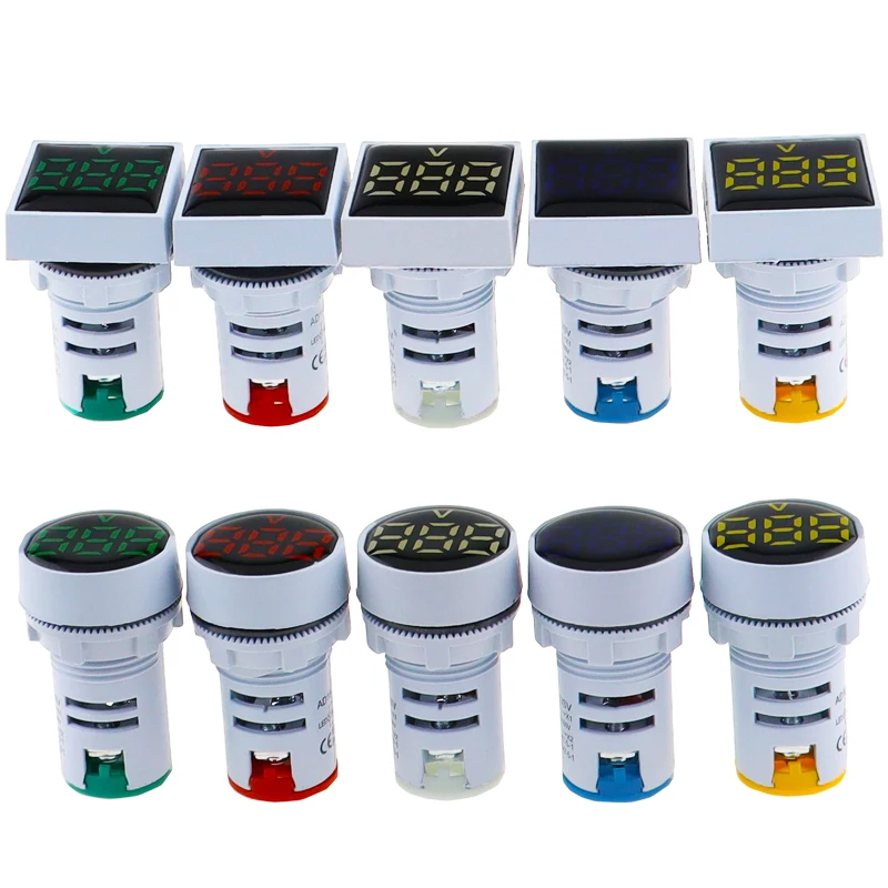 Mini Voltmètre à Affichage Numérique AC20-500V Led, 22mm, Nouveau Style, Film De Protection, Indicateur De Tension, Lumière Pilote