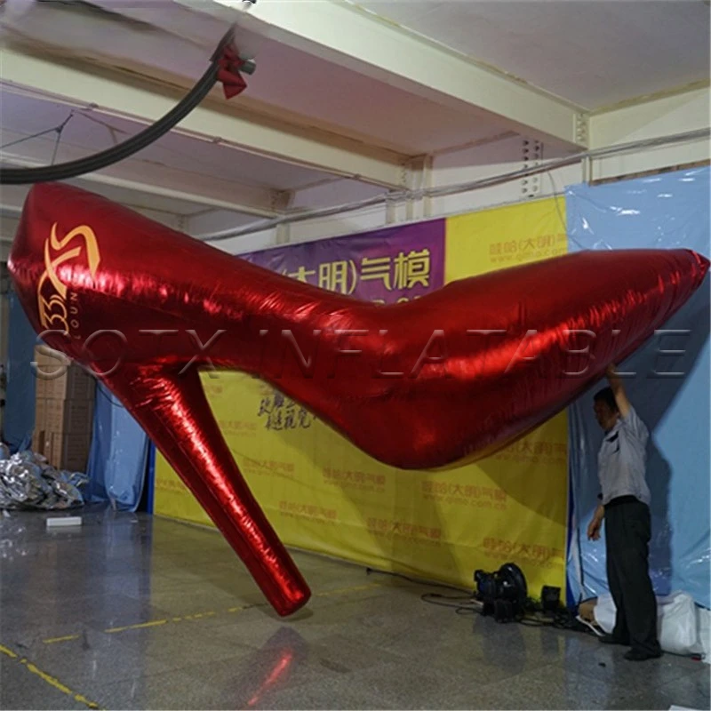 

Party decoration Customized 4m 13ftLong red giant inflatable High-heeled shoes for lady's Single