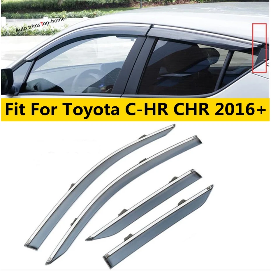 

Window Visors Awnings Wind Rain Sun Deflector Visor Guard Vent Covers Kit Trim Accessories Fit For Toyota C-HR CHR 2016 - 2021