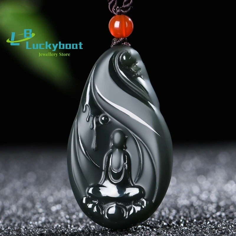 

New Natural Hetian CYAN Jade Double-sided Carving Pendant Jadeite Charm Necklace Exquisite Jewelry Men Women with Chain