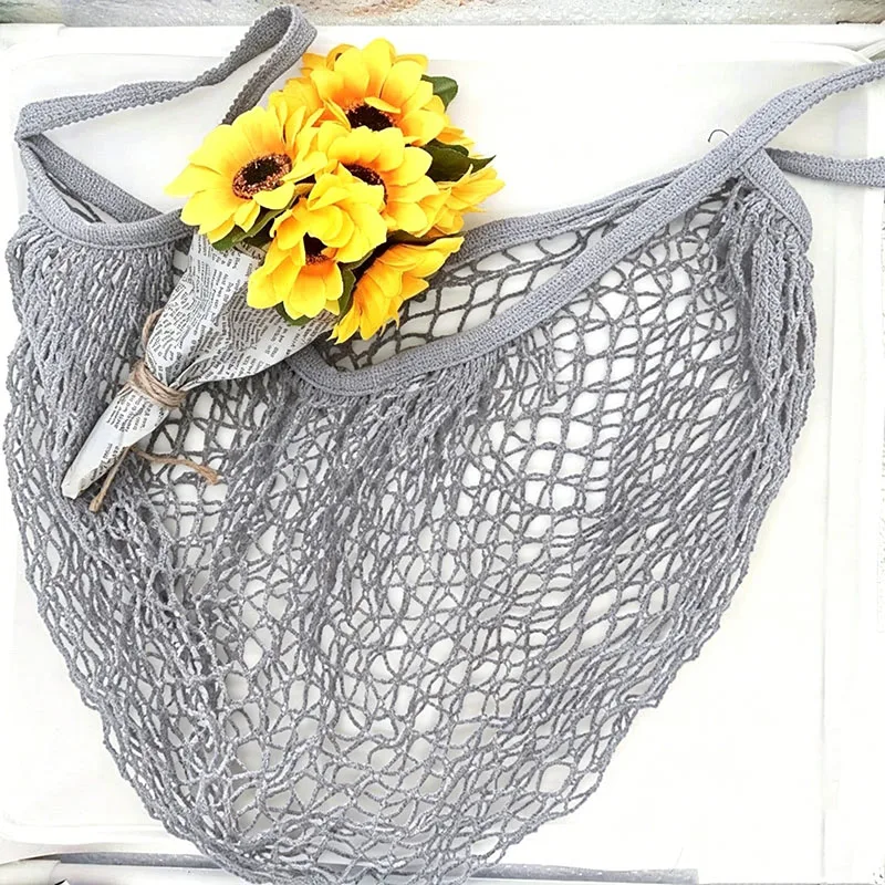 Eco-Friendly Reusable Cotton Mesh Shopping Tote Bag