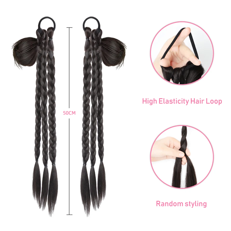 Synthetic Braided Ponytail Extensions For Women