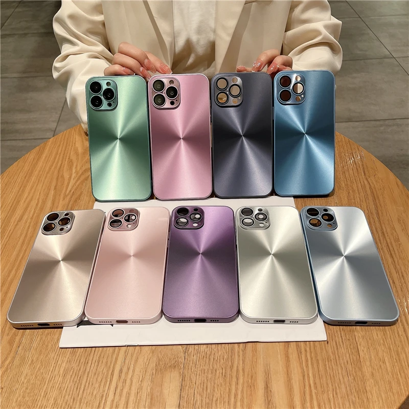 Luxury Dazzling CD Line Square Silicone Frame Lens Protective Phone Case