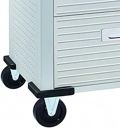 Heavy Duty Rolling Cabinet Workbench Table with Solid Wood Top Workstation for Garage Warehouse Office Workshop 3