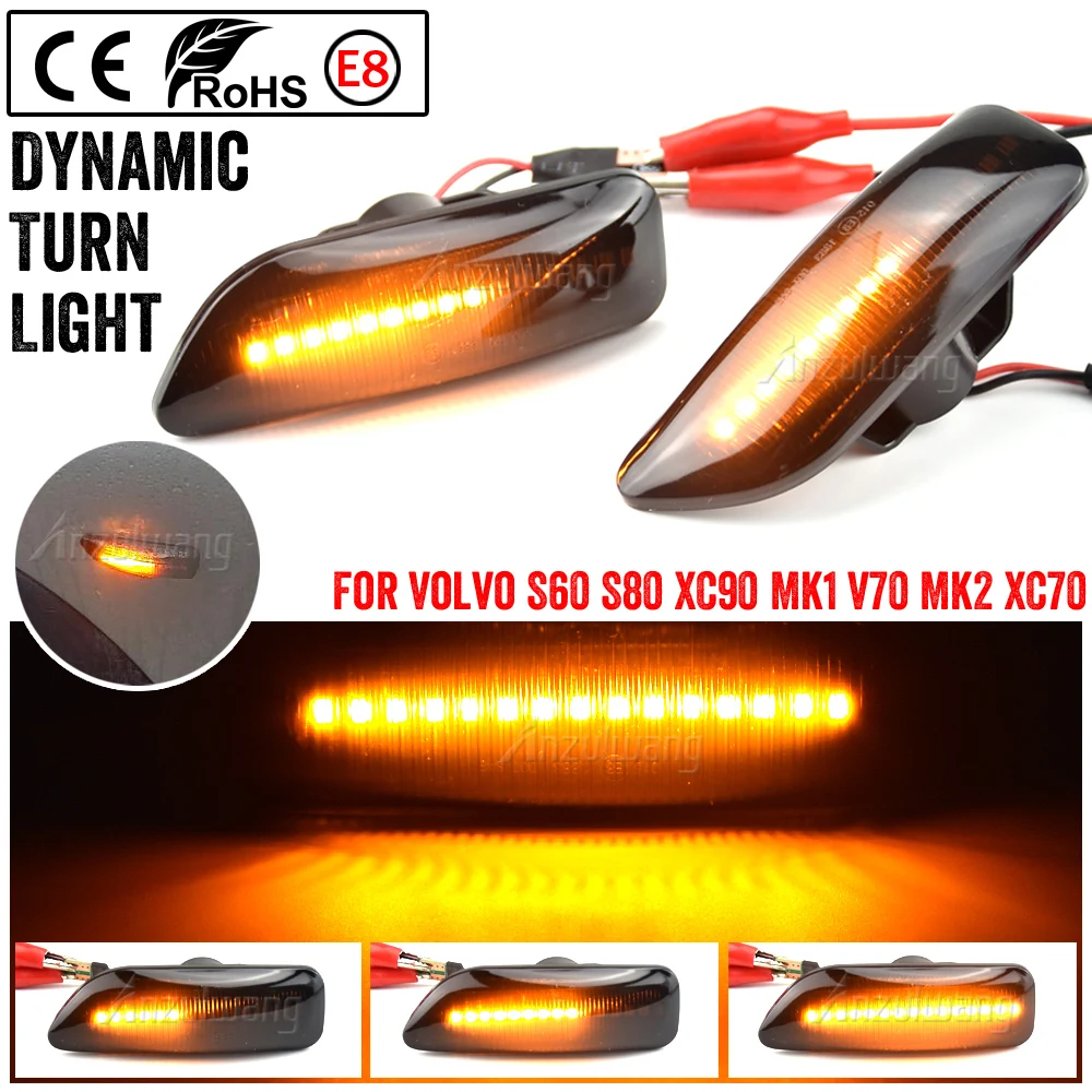 

Car LED Side Marker Turn Signal Indicator Dynamic Lights For Volvo XC90 MK1 XC70 V70 MK2 S80 MK1 S60 MK1 Auto Accessories