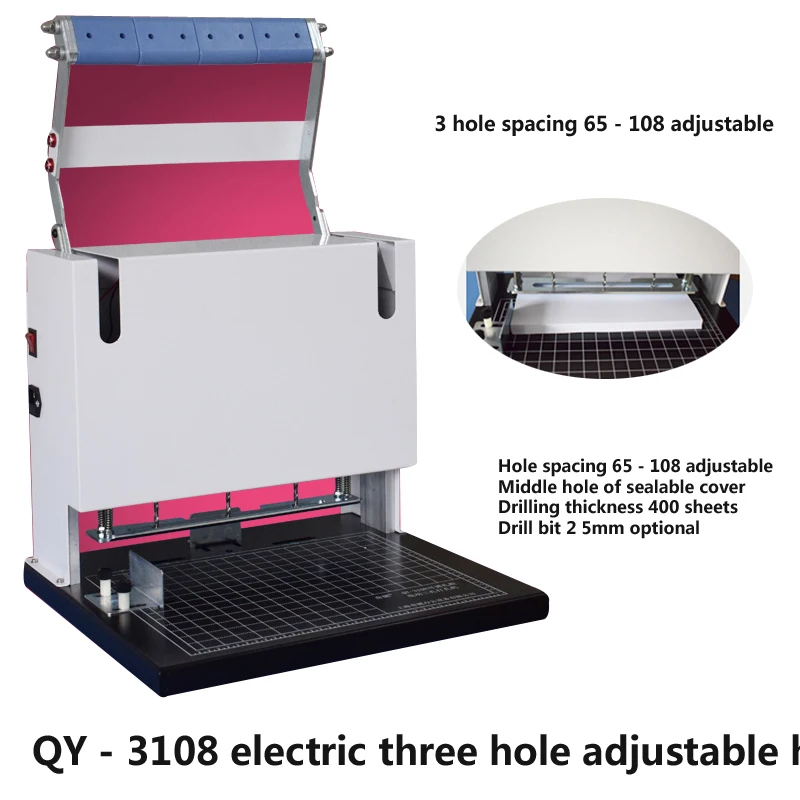 Qy-3108 Electric Punching Machine Three Hole Heavy Duty Punch With  Adjustable Hole Spacing Qy-40s File Binding Machine - Hole Punch -  AliExpress