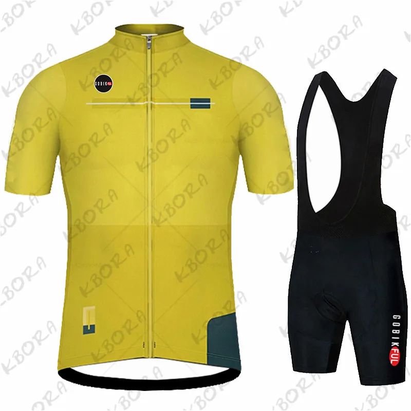 KBORA Men's Cycling Jersey Set Quick Drying Jersey Sportswear Short Bib Breathable Gel Pad Summer