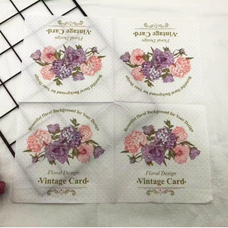 Colourful Printed Square Tissue Paper White Flower Tissue Paper Wedding Hotel Party Folded Facial Mouth Cloths 20pc