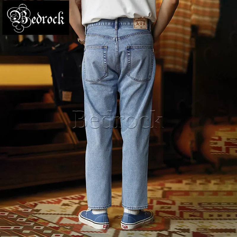 MBBCAR 11oz vintage blue work for men cropped pencil pants selvedge denim new jeans cargo pants men wash denim Cool pants 7501